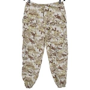 Happily Grey Women Digital Camo Cargo Pants Jogger Size M Y2K Grunge Relaxed 90s